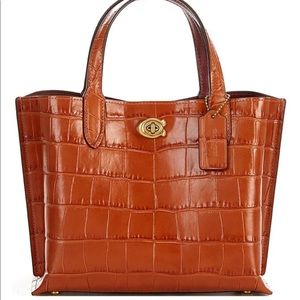Crocodile-Embossed Leather Willow 24 Tote Bag